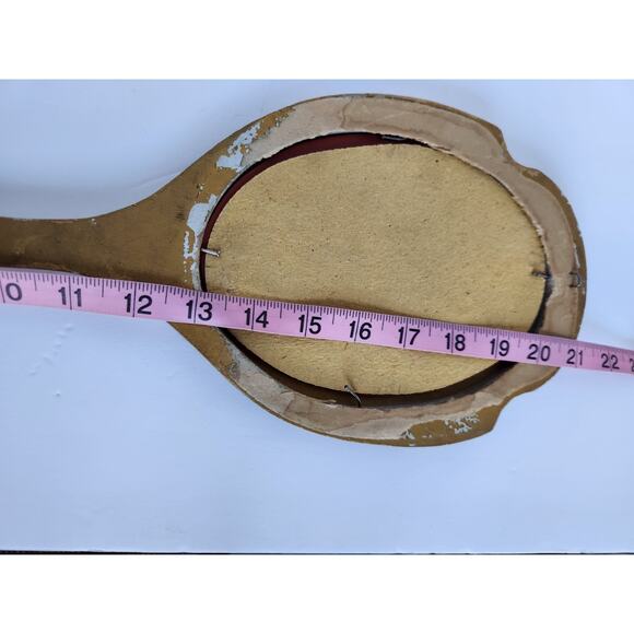 Vintage Hollywood Regency Carved & Gold Gilded Handheld Wood Vanity Mirror - Picture 5 of 12